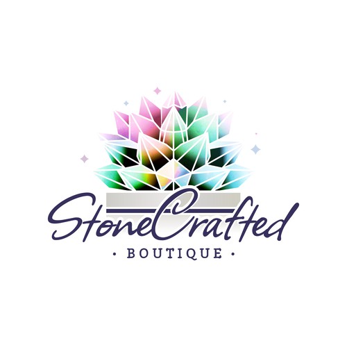 Crystallized succulent logo concept for StoneCraft boutique