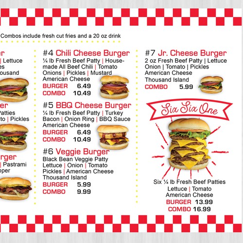 Clean, yet fun menu boards for burger joint