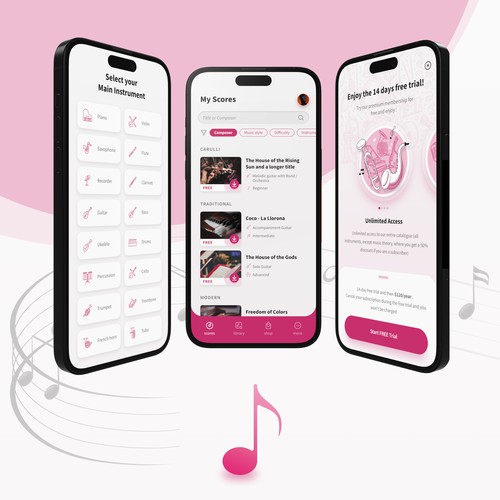 App design for discovering and learning musical notes