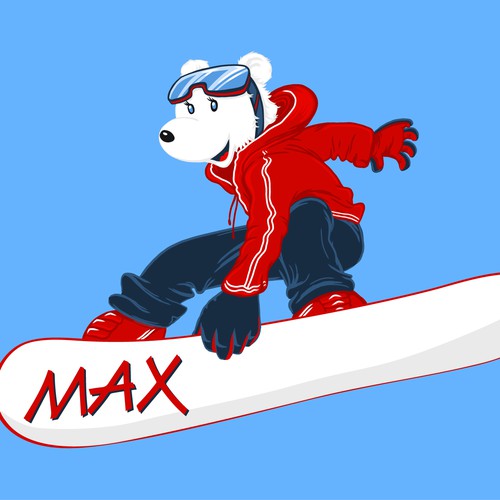 Snowboarding polar bear