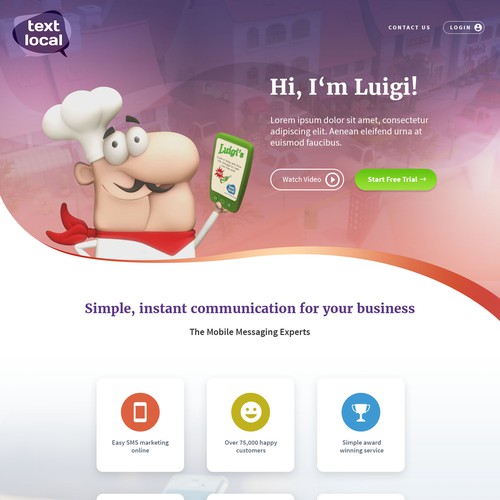 Landing page design for an SMS site
