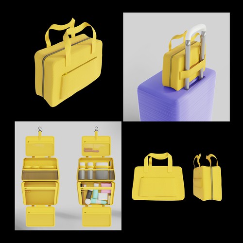 Modeling 3D Design - Bag Toiletries With Hanging Hook & Suitcase strap holder
