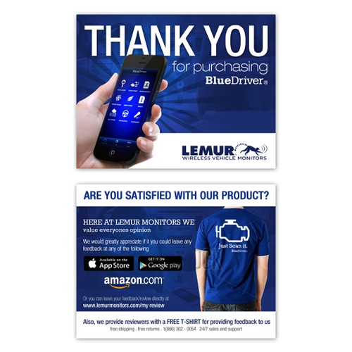 Thank you postcard for BlueDriver customers. 139x107mm