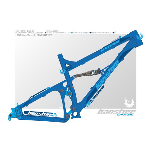 Design bike frame decals and choose cool colour combos for the BansheeSpitfire