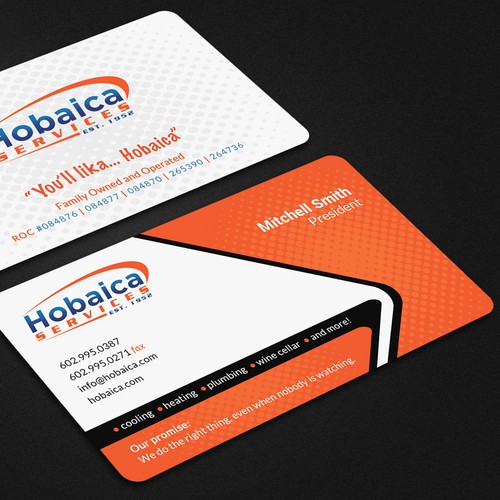  Design a modern business card for Hobaica Services using our new logo and tag line