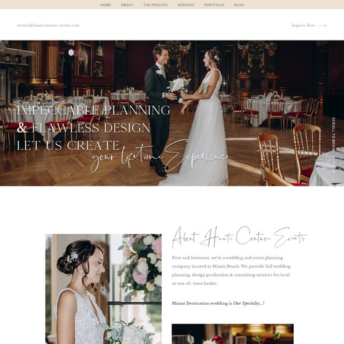 Wedding services website design