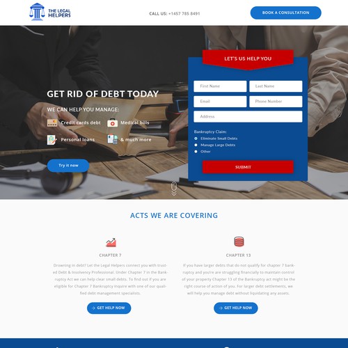 Landing page design