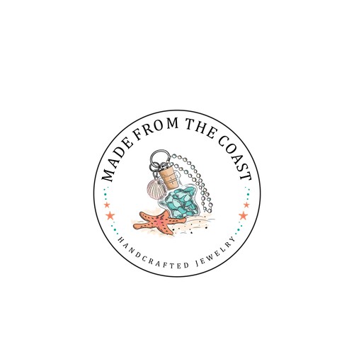 Hand drawn logo concept for jewelry product line inspired by the beach 