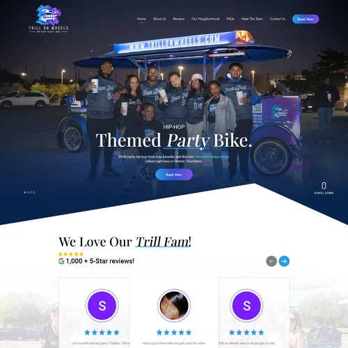 Rebuild the homepage for the World's First Hip-Hop Themed Party Bike!