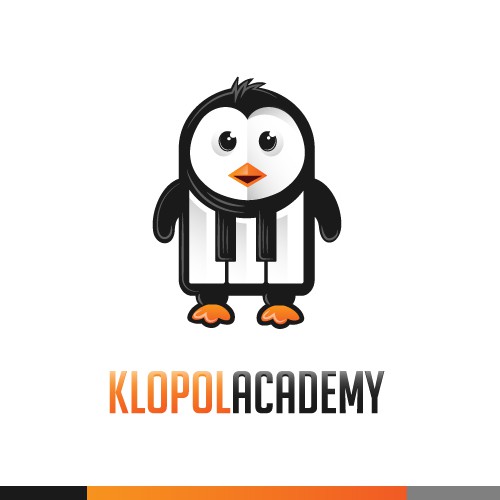 Logo for online piano academy with a penguin
