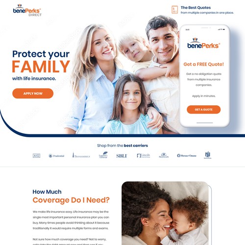 Simple, clean, modern design for insurance company