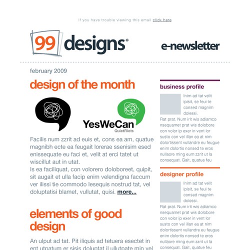 Layout for email newsletter