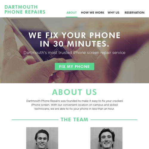 Dartmouth Phone Repairs Landing Page