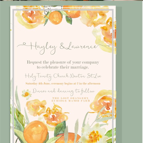 Wedding Orange Watercolor invitation
