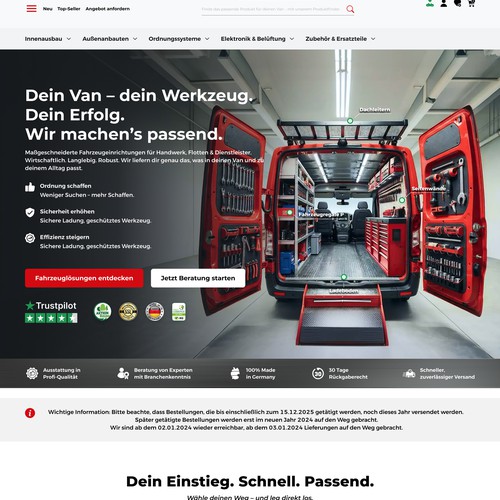 Vanprofis – Startseite Design (Hero & Struktur)