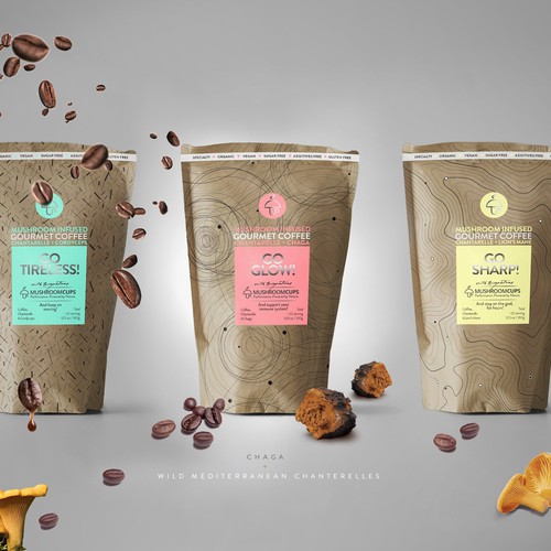 Packaging Design For Mushroom Gourmet Coffee
