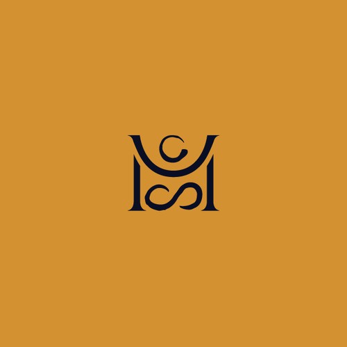 M letter logo with a yoga pose icon