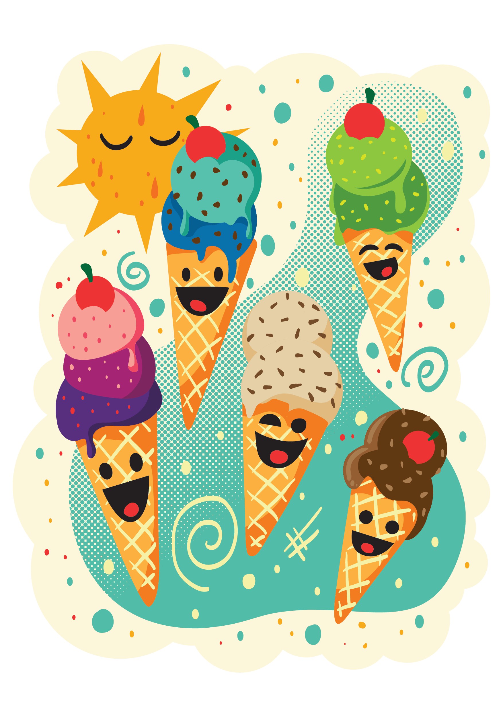We want an eye catching T shirt design for our ice cream store to sell this holiday season.