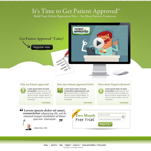 Create the next website design for Patient Approved