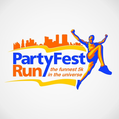 Create a simple logo to promote a fun 5k race and party.