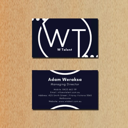 Clean & Edgy business card for W Talent