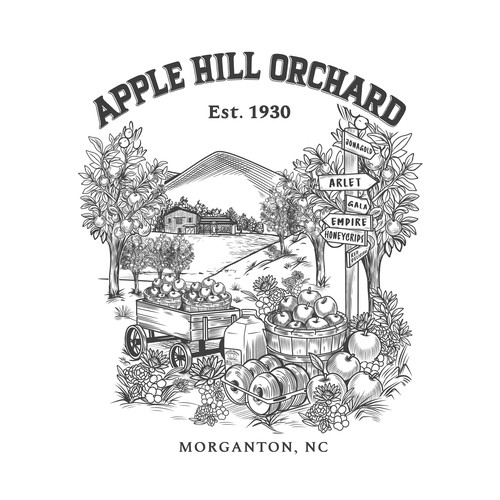 Vintage style classic T Shirt design for Apple Hill