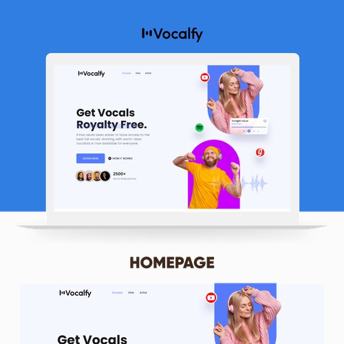 voclfy landing page design