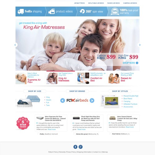 Website design for AirMattress.com