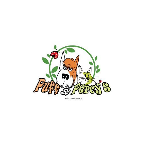 Logo design for Puff and Percy's Pet Supplies