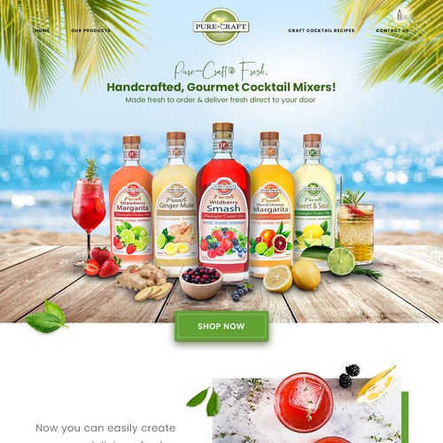 Design a new website for FRESH Craft Cocktail Mix Company (Pure-Craft® Mixers)