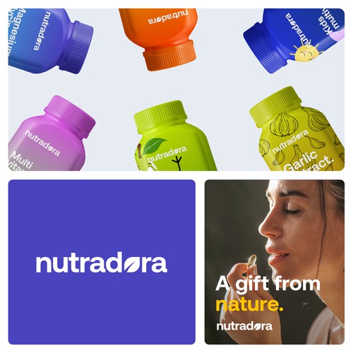 Nutradora Logo, Branding and Packaging Development