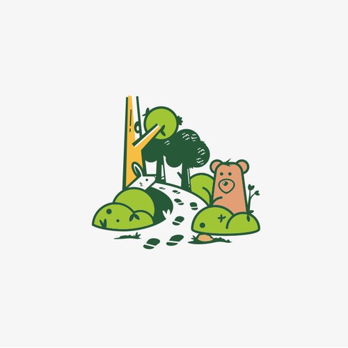 cartoonish Forest logo for woodland preschool