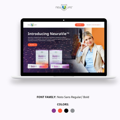 Powerful landing page for our 1 of a kind product NeuraVie