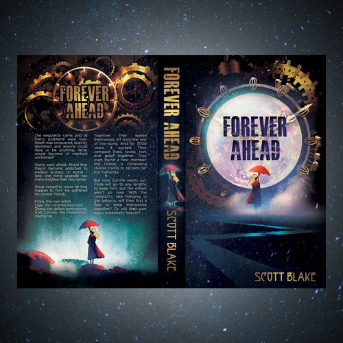 Scifi book cover for Forever Ahead, a transhumanist novel