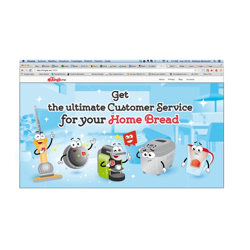 Create a FUN CARTOON of living appliances as background img ofThingleMe webpage