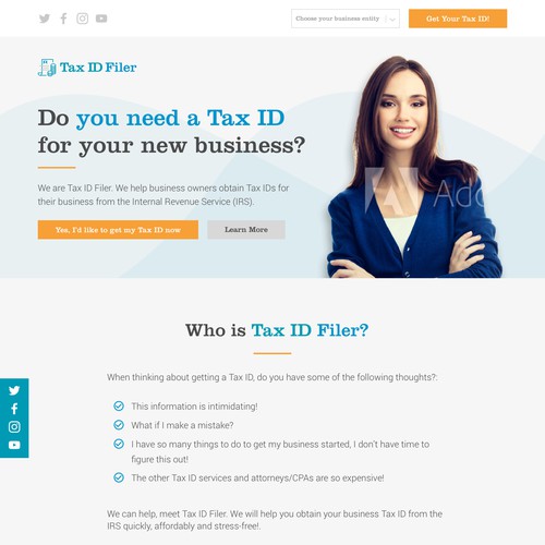 Tax Id Filer - Landing page 