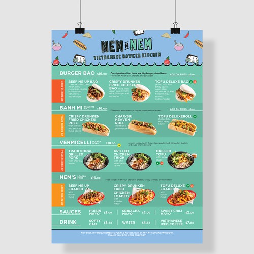 Nem N' Nem Food Truck Menu Poster