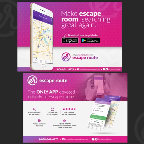 Design an eye-catching flyer for Escape Route app