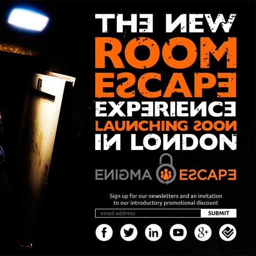 Splash landing page for a new escape room