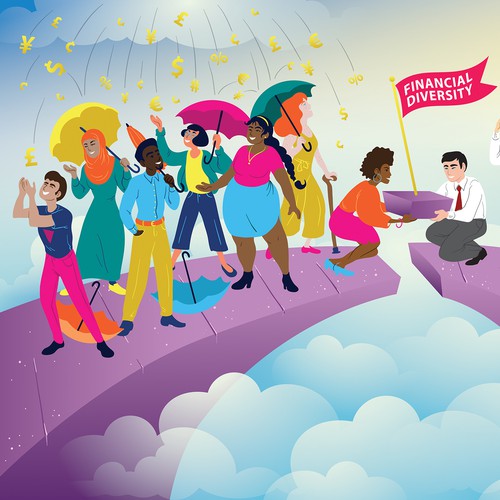 Illustration to celebrate diversity within the financial industry