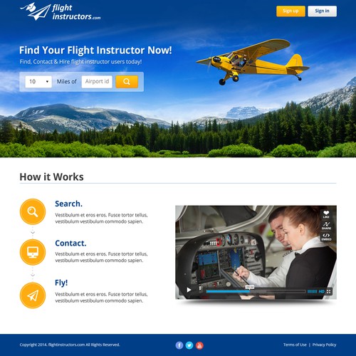 Create a gorgeous landing page (home page) for FlightInstructors.com