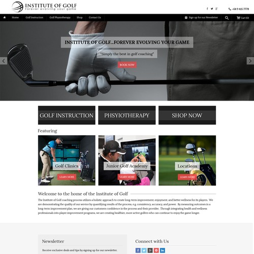 Landing Page Design for Institute of Golf