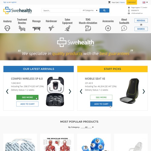SweHealth online store redesign