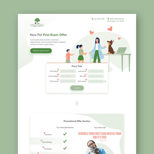 landing page design built to convert new pet parents to our vet