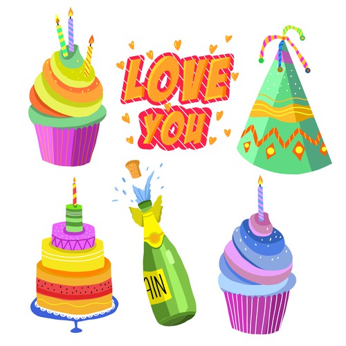 'happy birthday' stickers