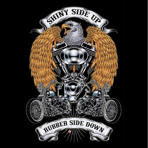 shiny side up, rubber side down