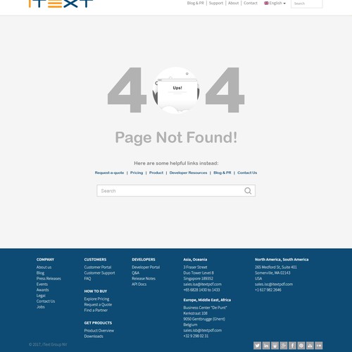 iText 404 page not found