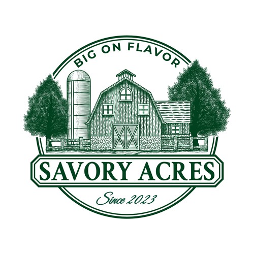 Vintage Hand Drawn Emblem Logo for Savory Acres