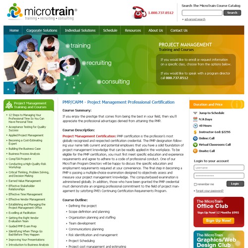training company - website redesign 2.0 for www.microtrain.net