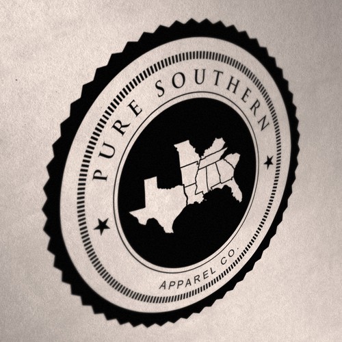 Create the emblem/logo for PURE SOUTHERN, a southern college themed apparel company.